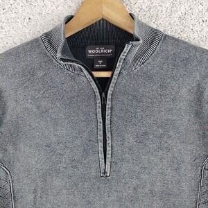 Woolrich 1/4 Zip Pullover Sweater Medium (Small) Gray Textured Diamond Geometric
